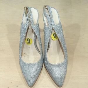 Olivia Miller Glittering Silver Slingback Heels